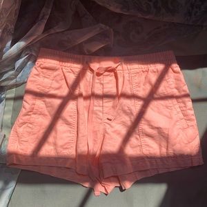 pink linen shorts